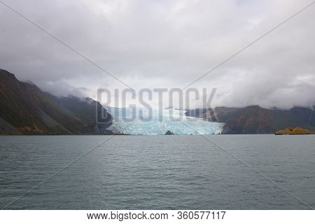 Aialik Glacier On Aialik Bay In Kenai Fjords National Park In Sep. 2019 Near Seward, Alaska Ak, Usa.