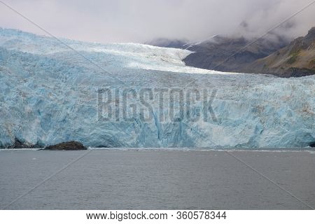 Aialik Glacier On Aialik Bay In Kenai Fjords National Park In Sep. 2019 Near Seward, Alaska Ak, Usa.