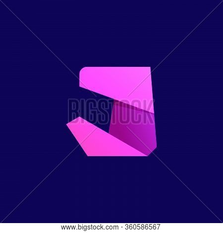 J Letter Logo. Folded Paper Style. Vector Icon Perfect For Craft Labels, Origami Posters, Cute Ident