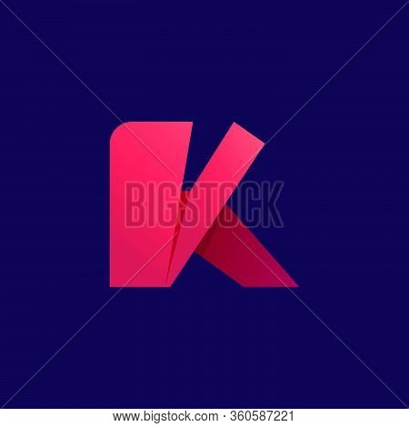 K Letter Logo. Folded Paper Style. Vector Icon Perfect For Craft Labels, Origami Posters, Cute Ident