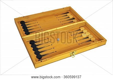 Backgammon Board Isolate On A White Background Close-up.