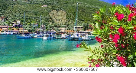 Greece travel. Picturesque Sivota village. Beautiful Ionian island Lefkada