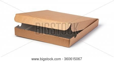 unlabeled paper pizza box isolated on white background