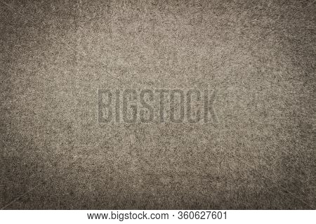 Gray Blanket Texture For Background With Black Vignette. Close-up Of Natural Warm Wool Coverlet, Wra