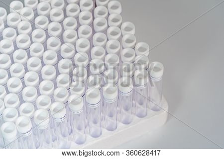 Medical Vacuum Venipuncture Test Tubes On White Background