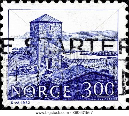 02 11 2020 Divnoe Stavropol Krai Russia Postage Stamp Norway 1982 Buildings Ruins Of Selje Monastery