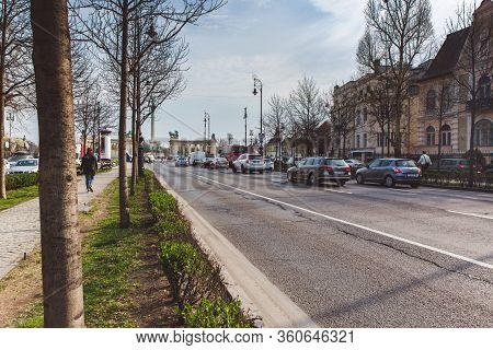 Budapest, Hungary - April 04, 2019: Andrassy Street In Budapest With View To The Heroes Square. Is O