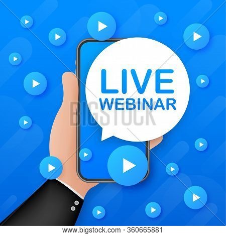 Live Webinar Banner On Smartphone Screen, Icon. Vector Stock Illustration