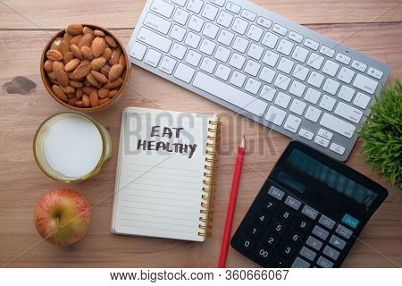 Diet Plan, Menu Or Program, Tape Measure Apple On Office Table