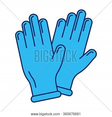 Covid Prevention - Medical Gloves. Covid-19 Icon, Coronavirus Element In Flat Line Style