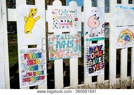Camberley; United Kingdom, 9th April 2020:- Signs Thanking The Nhs During The Covid-19 Outbreak
