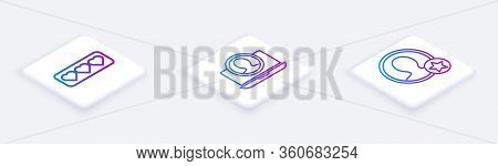 Set Isometric Line Like And Heart, Create Account Screen And Premium Create Account Screen. White Sq