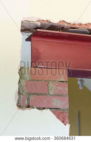 Domestic Building Work In A Uk House, Renovation And Remodeling With New Wall Opening Supported By R