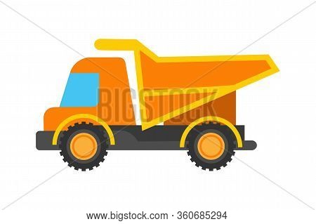 Cartoon Off-highway Truck. Heavy Mining Machine And Construction Equipment. Vector Illustration