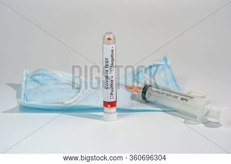 Blood Test Sample Of Covid-19 Infection In Vacuum Venipuncture Tubes
