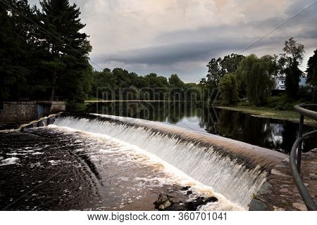 A Waterfall In Summer Time In Natick Massachusetts