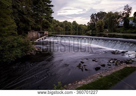 A Waterfall In Summer Time In Natick Massachusetts