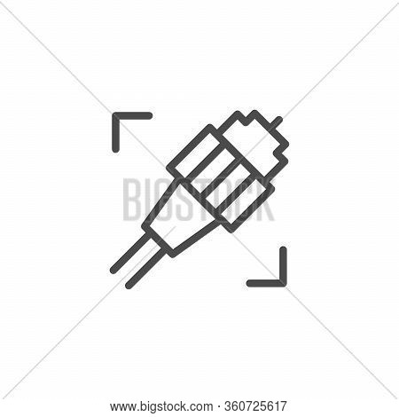 Optical Fiber Line Outline Icon Isolated On White. Internet Cable. Port, Connector, Network. Hardwar