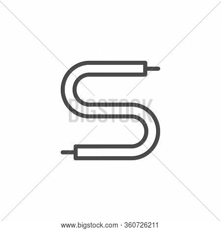 Optical Fiber Line Outline Icon Isolated On White. Internet Cable. Port, Connector, Network. Hardwar