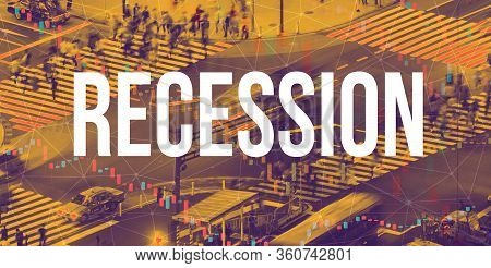 Recession Theme With A Busy City Intersection