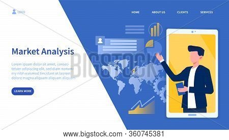 Market Analysis Webpage Template With A Person Participating In A Conference Remotely Via Video . Mo
