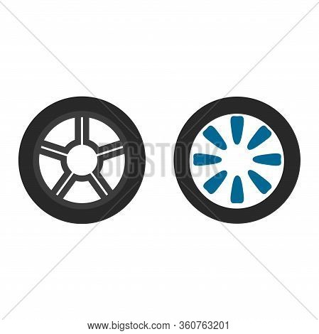 Car Wheels Set On White Background. Vector Illustration. Eps 10.