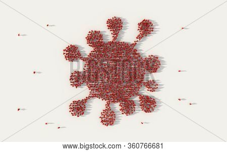 Large Group Of People Forming Covid19 Or Corona Virus Symbol In Social Media And Community Concept O