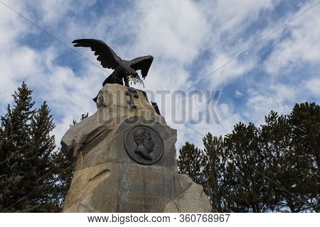 Karakol, Kyrgyzstan - March 3, 2020: Memorial Dedicated To Famous Russian Explorer Nikolay Mikhaylov