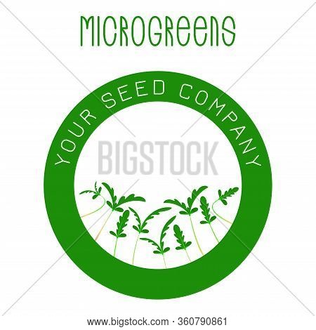 Microgreens Shungiku. Seed Packaging Design, Round Element In The Center