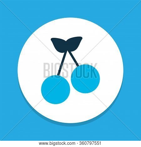 Cherry Icon Colored Symbol. Premium Quality Isolated Morello Element In Trendy Style.