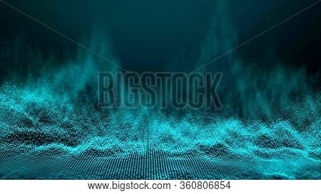 Abstract Wave Light Particles Background, Shine Dot Wave. Bokeh Particles Illustrationbackground.