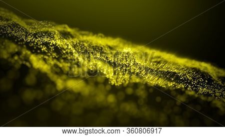 Abstract Wave Light Particles Background, Shine Dot Wave. Bokeh Particles Illustrationbackground.