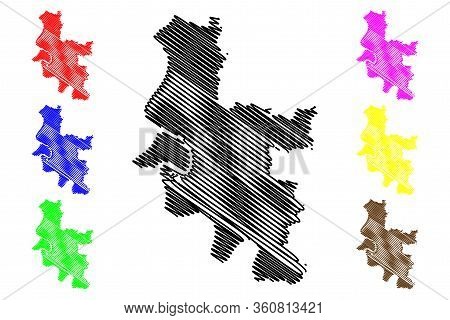 Dusseldorf City (federal Republic Of Germany, North Rhine-westphalia) Map Vector Illustration, Scrib