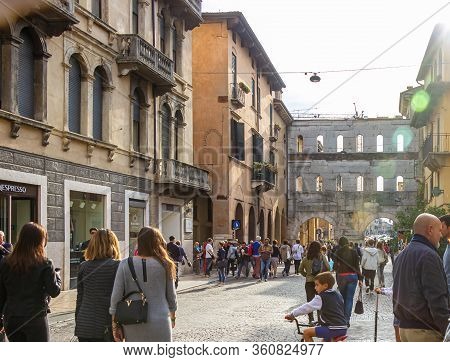 Verona, Italy, September 27, 2015 : Porta Dei Borsari - Dating To The 1st Century, This Arched Limes