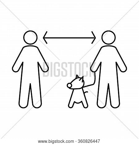 Maintain Social Distance While Walking With Dog On Leash Outside. Owner Dog Is Far From Passerby. Ve