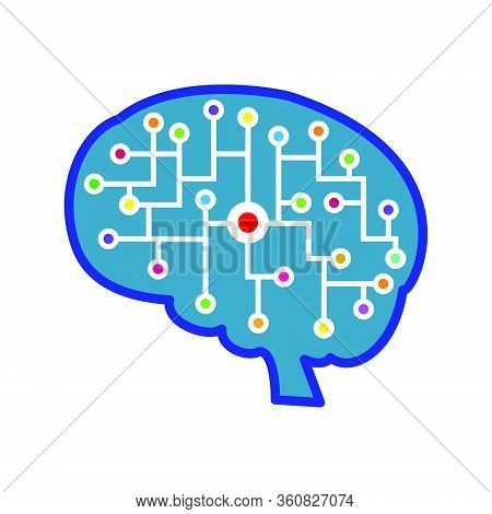 Vector Illustration Of The Brain. Artificial Or Electronic Intelligence. Stock Illustration Isolated
