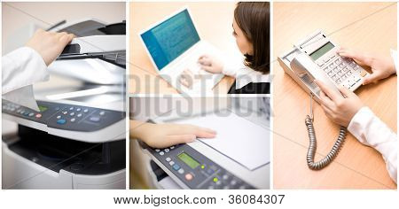 BÃ¼ro Collage aus vier Bildern
