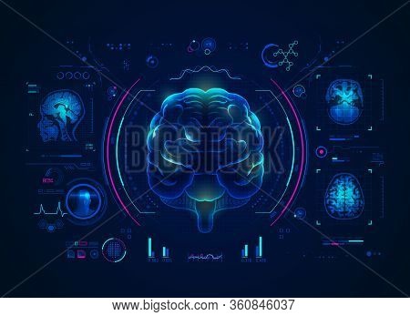 Analysis Of Brain With Medical Health Care Technology Element, Graphic Of Mri Scan Interface