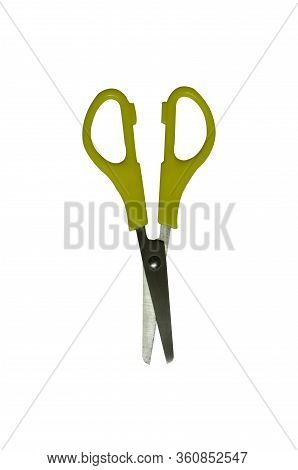Yellow Baby Scissors Isolated On White Background.
