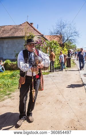 Holloko, Hungary - April 12, 2019: Easter Festival In The Folklore Village Of Holloko In Hungary. A 