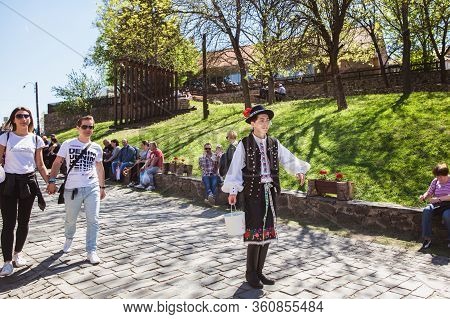 Holloko, Hungary - April 12, 2019: Easter Festival In The Folklore Village Of Holloko In Hungary. Gu