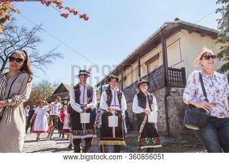 Holloko, Hungary - April 12, 2019: Easter Festival In The Folklore Village Of Holloko In Hungary. Gu