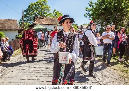 Holloko, Hungary - April 12, 2019: Easter Festival In The Folklore Village Of Holloko In Hungary. Gu