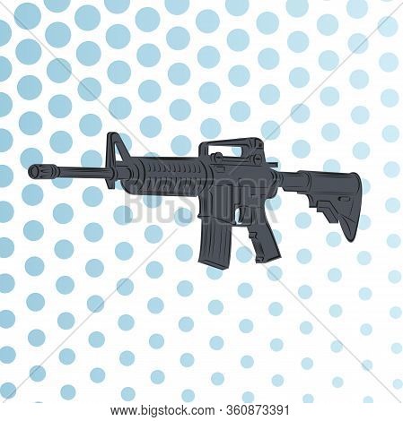 Legendary Assault Rifle Vector Illustration. Classic Armament . Automatic Tactical Carbine Image Car