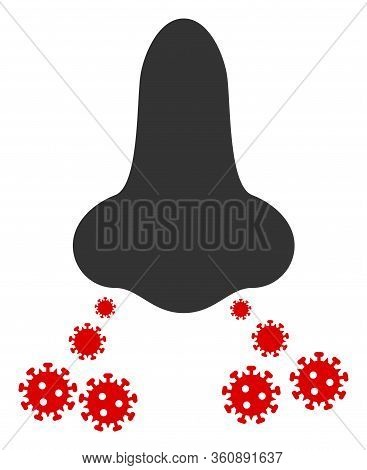 Raster Nose Virus Spread Flat Icon. Raster Pictogram Style Is A Flat Symbol Nose Virus Spread Icon O