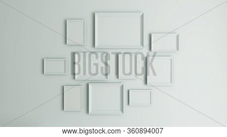 Photo Or Picture Art On Vintage Wall With Border Frame Realistic 3d Rendering