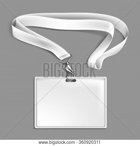 Lanyard Identification Card With Ribbon Vector Illustration
