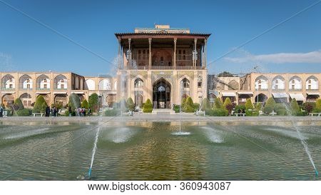 Isfahan, Iran - May 2019: Aali Qapu Palace In Isfahan Naqsh-e Jahan Square