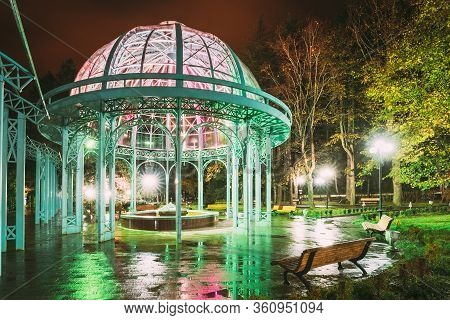 Borjomi, Samtskhe-javakheti, Georgia. Pavilion Above Hot Spring Of Borjomi Mineral Water. Famous Loc