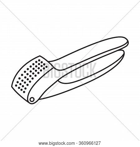 Press For Garlic Vector Icon.outline Vector Icon Isolated On White Background Press For Garlic.